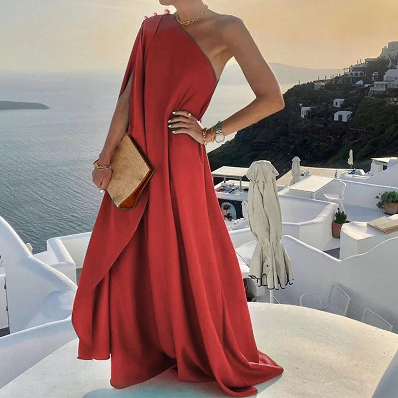 Off Shoulder loose Dress/Women Sexy Off Shoulder/Solid Loose Dresses Robe Femme Casual.