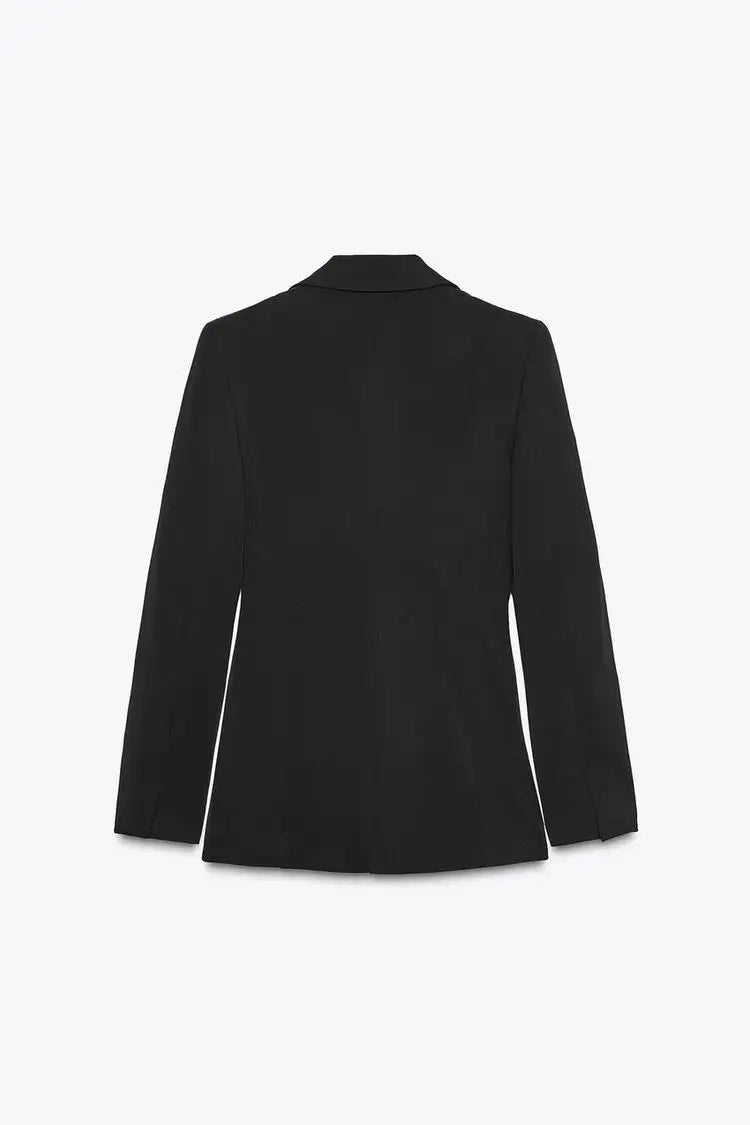 Timeless Tailored Shoulder Pad Blazer | Women’s Slim Fit Single Button French Suit Jacket | Office & Business Chic