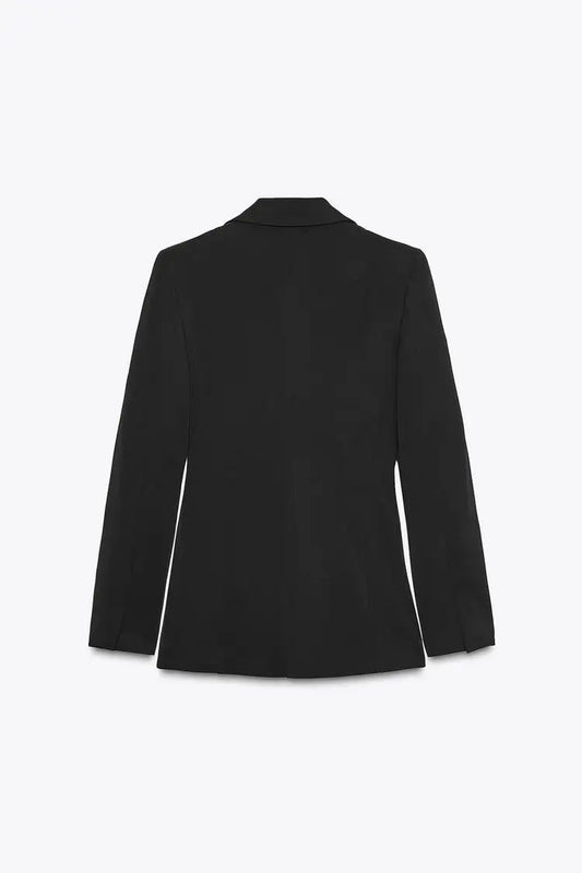 Timeless Tailored Shoulder Pad Blazer | Women’s Slim Fit Single Button French Suit Jacket | Office & Business Chic