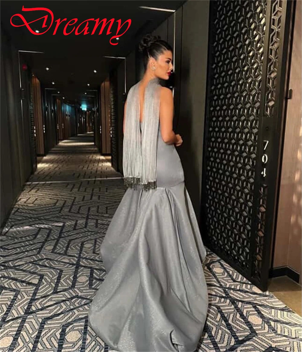 Customized Exquisite Silver Satin Evening Dress/Delicate Strapless Spaghetti Strap/Cocktail Dress Modern Special Occasion Gown’s.