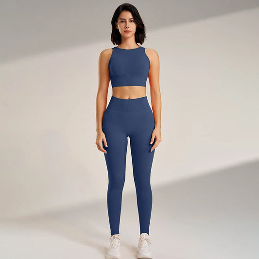 Seamlessly High Waisted Legging’s With Top/Two Piece Fitness Exercise Clothing.