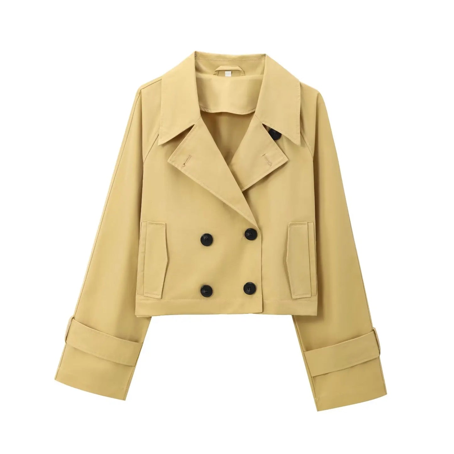 Oversized Cropped Trenched Jacket/Autumn Style Fashionable Versatile /Solid Windbreaker Long Sleeved.