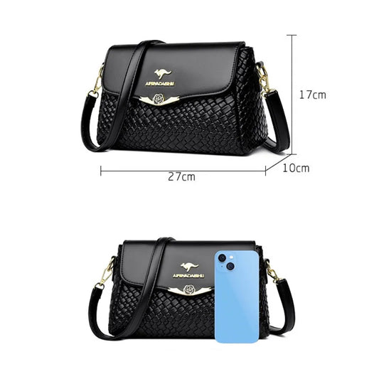 Versatile Luxury Handbag/Pu Leather Knitting/Shoulder Crossbody Bags/Cell Phone Pocket interior Zipper.