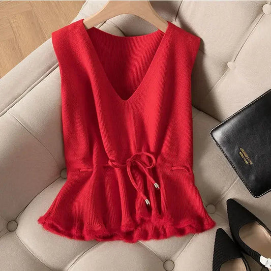 Women’s Knitted Sweater Vest – Sleeveless Pullover Jacket | Autumn Winter Warm Knit Coat | Chaleco Mujer
