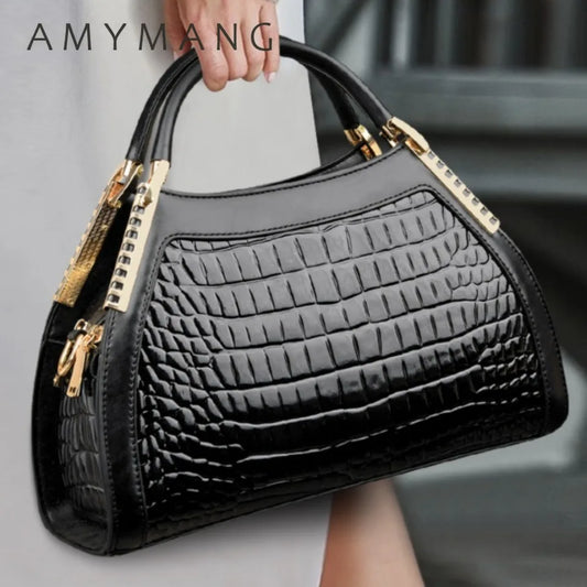 Alligator Patent Leather Shoulder Crossbody Hand Bags for/Luxury Designer Hobos Two Layers Sac.