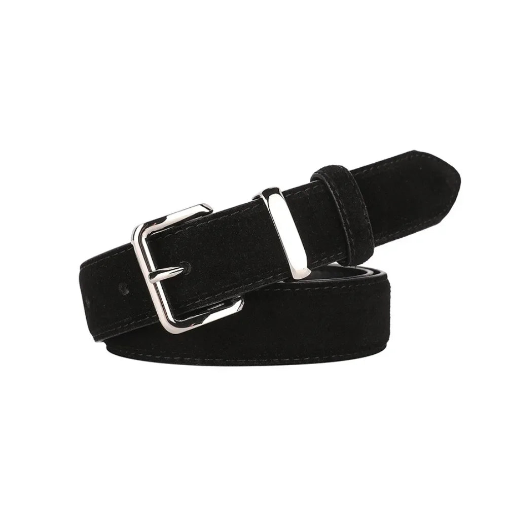 Women Luxury Design Suede Leather Belt Casual Versatile Business Waist Strap Trendy Trouser Dress Belts Gifts