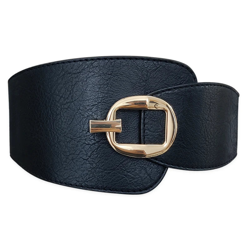 Wide Waist Cinch Belt for Women | Gold Buckle Elastic Corset Belt | Modern Blend Boutique