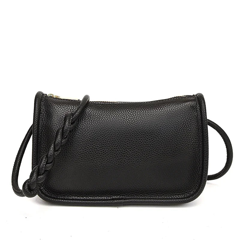 Modern Blend Boutique™ | Luxe Genuine Cowhide Leather Crossbody Bag – Premium Braided Strap Shoulder Purse for Women