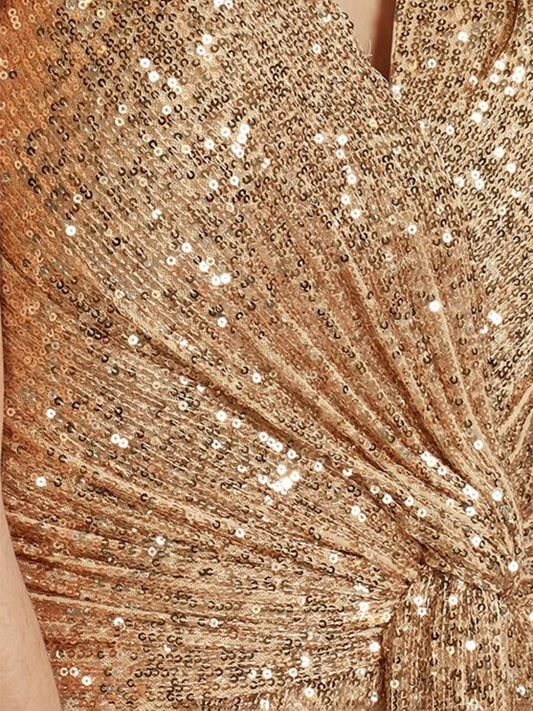 Luxury Floor Length V-Neck Evening/ Dresses Elegant Slit Party Women/Sequins Formal Cocktail Prom Gowns.