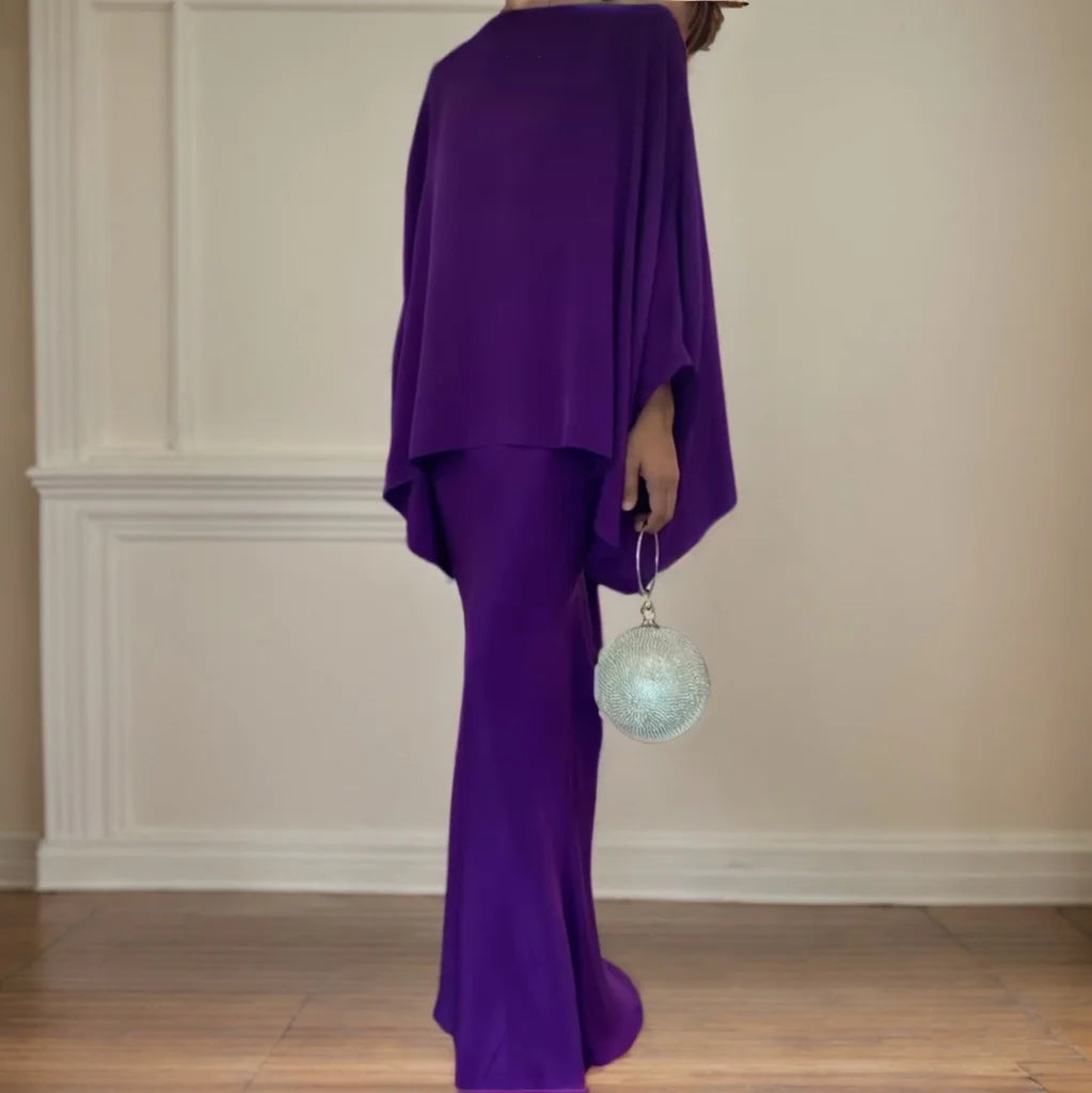 Modern Designed Floral Print Dress/Fashion Silk Beaded Loose Pencil/Maxi Skirt Suit Two Piece Set Simple Party Gown Dresses Set’s.