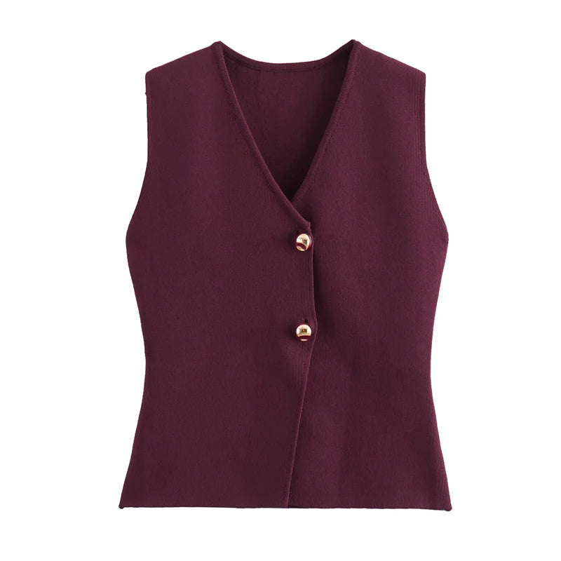 Solid Knit Vest Top/Cropped Sleeveless/Top Female Holiday Knitted Short Tops/Tatting Craft.