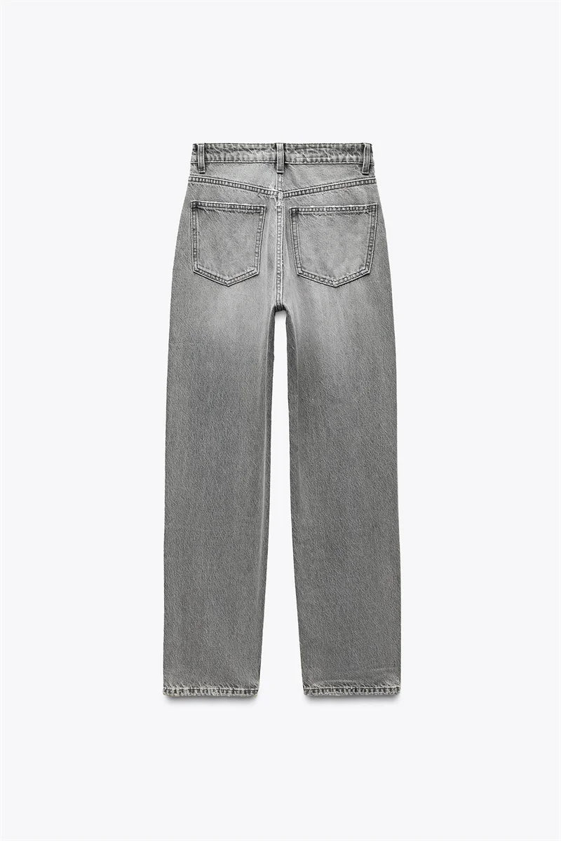 Women’s High-Waisted Straight-Leg Jeans – Classic Relaxed Fit Denim Pants