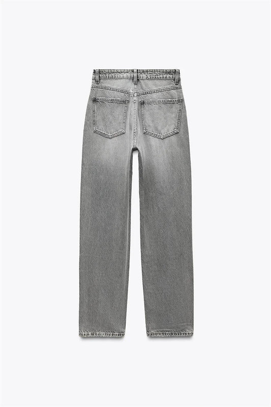 Women’s High-Waisted Straight-Leg Jeans – Classic Relaxed Fit Denim Pants