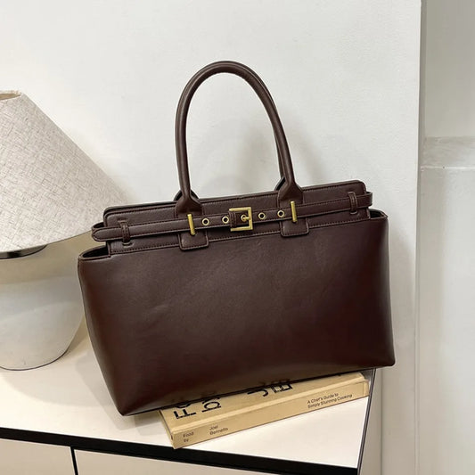 Luxury Large Capacity Tote Bag for Women – Elegant PU Leather Designer Work Handbag