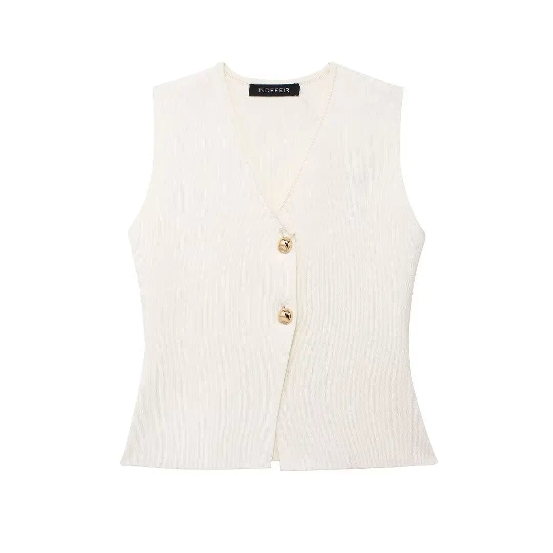 Solid Knit Vest Top/Cropped Sleeveless/Top Female Holiday Knitted Short Tops/Tatting Craft.