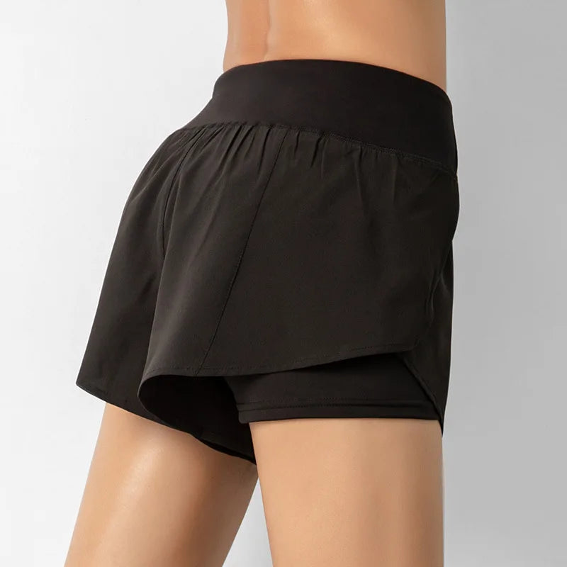Ruffled Styled Sportswear/Double-Deck Running Short’s/Yoga Bottoms Summer Gym Fitness Training Jogging Short’s.