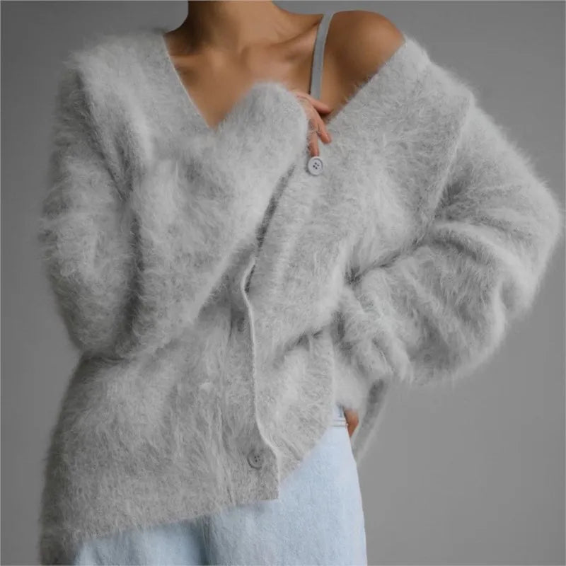 Cardigan winter/Elegant Long-sleeved Sweater/Single style breasted /Women's Casual Cardigan Soft Elastic Knitted Sweater.