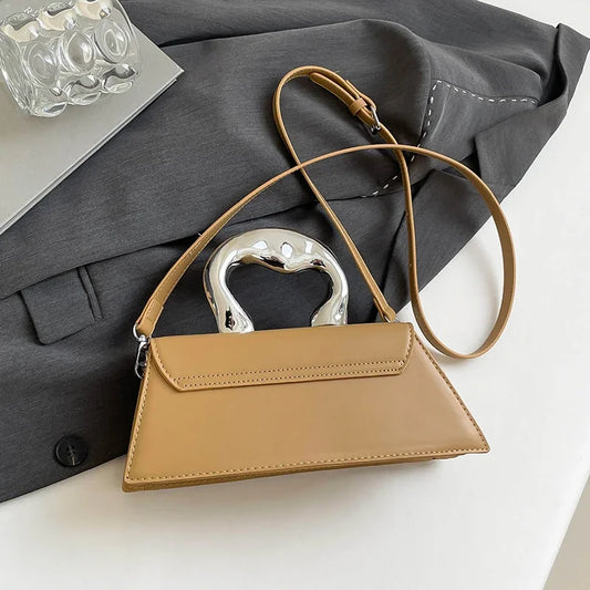 Luxury Heart Handle Mini Handbag – Structured Crossbody & Clutch Purse with Metallic Top Handle