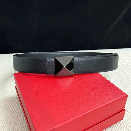Luxury Brown Leather Belt with Gold Geometric Buckle | Women’s Statement Waist Belt