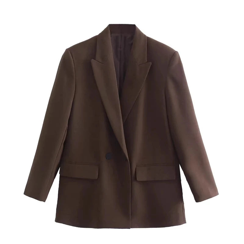 Women’s Plaid Single-Button Blazer – Tailored Notched Collar Jacket | Elegant Office & Casual Chic Outerwear