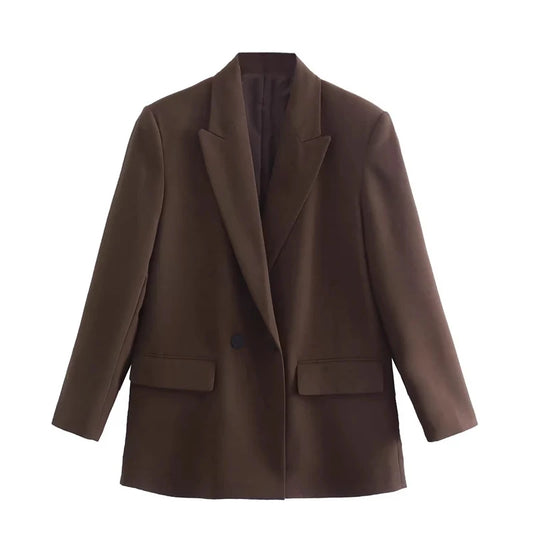 Women’s Plaid Single-Button Blazer – Tailored Notched Collar Jacket | Elegant Office & Casual Chic Outerwear
