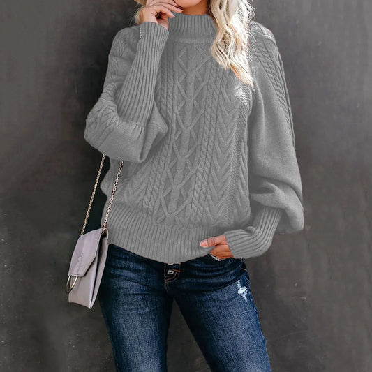 Cozy long-sleeved pullover/Solid color winter fashion/Comfy knitted sweater for women/Limid-neck sweater for women/Fashion long sleeved knitted solid color sweater.