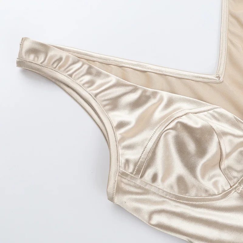 Champagne Satin Sculpt Corset Top