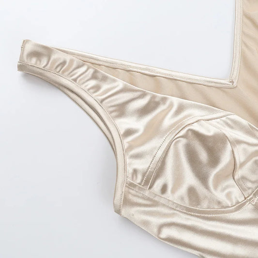 Champagne Satin Sculpt Corset Top