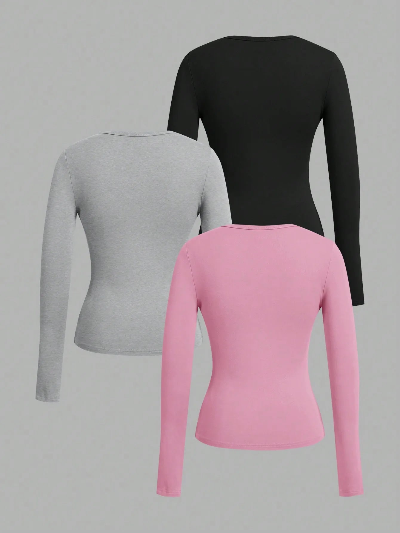 Long-Sleeve V-Neck Fitted Top – Soft Stretch Everyday Essential
