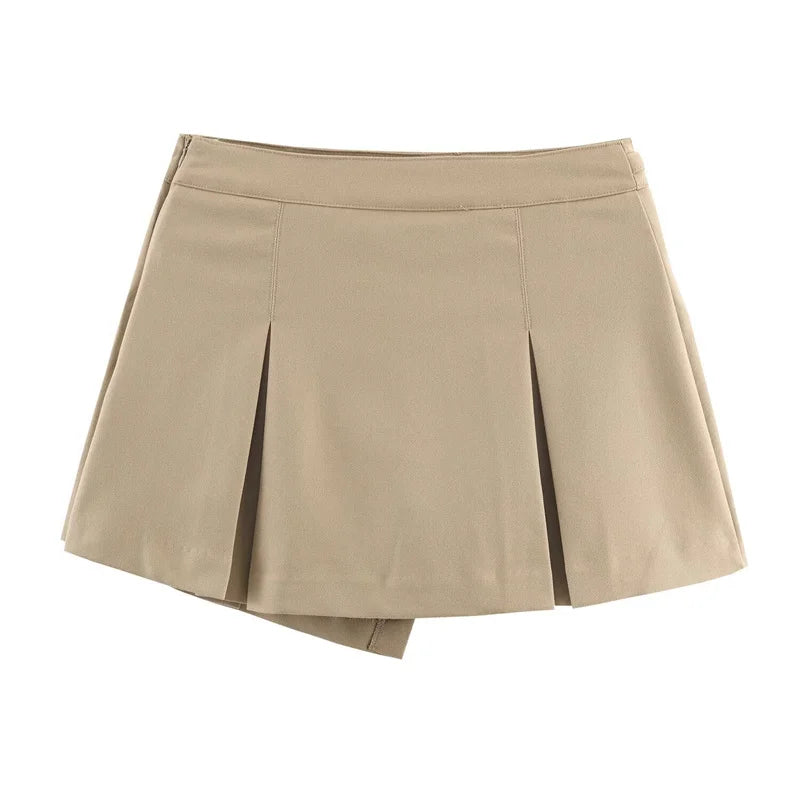 Trendy Vintage Double Pleated Skirt/Sexy Workwear Skirt/Fashion Trend Casual High Waist Wide Waist.