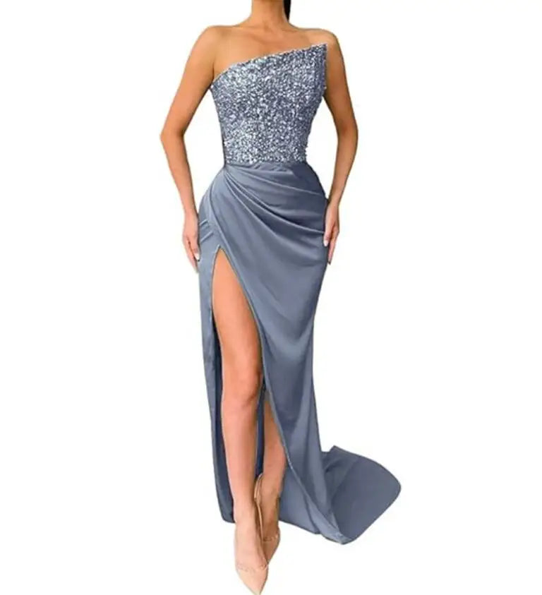 Emerald Radiance Sequin Evening Gown