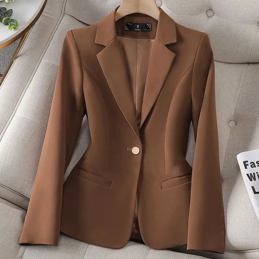 Modern Blend Boutique | Elegant Slim-Fit Women’s Blazer – Korean Inspired Tailored Office Jacket for Spring & Autumn