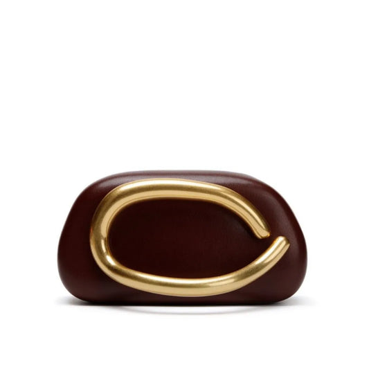 Gold Closure Box Clutch/Solid Shell Shaped Purse/Luxury Nylon Purse.