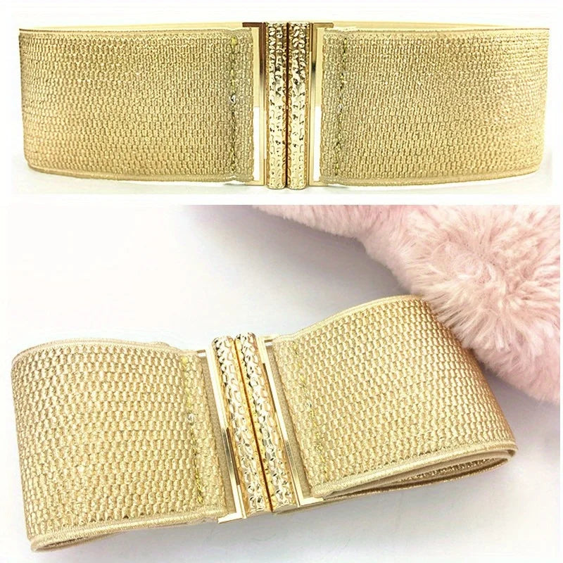 Gold Ornament Belt/Belt All-Matching Skirt with Elastic Wide Waist Seal Lr113/Elastic Brand.