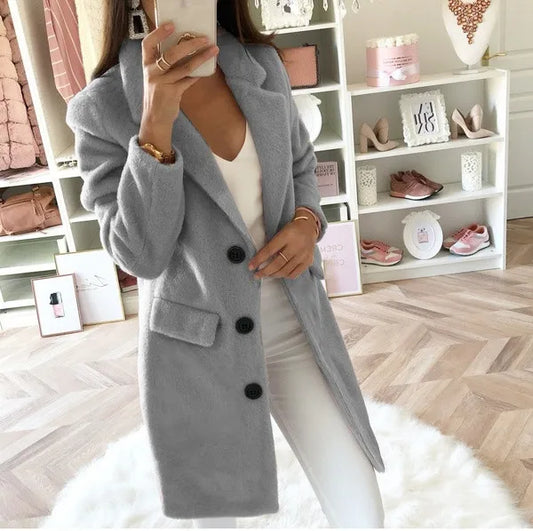 Fashion Woolen Blended Winter Coat’s/Turn Down Collar/Long Sleeve Double Breasted Woolen Coat for Women.