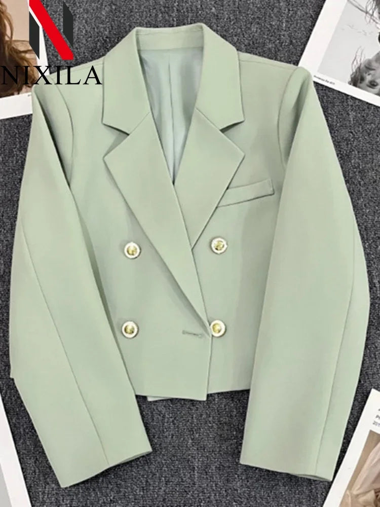 Short Cropped Fashioned Blazer /Office Lady Jacket/Fashion Coats Chic Elegant Outerwears Women's Clothes.