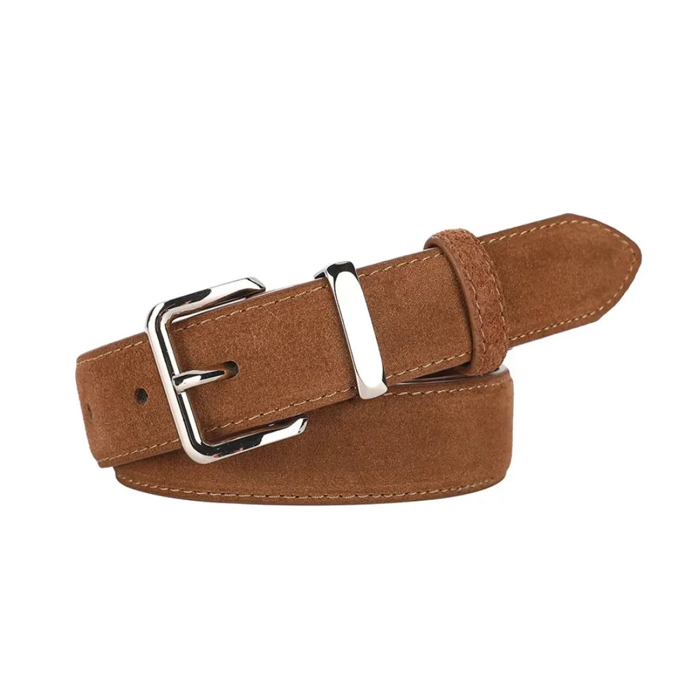 Women Luxury Design Suede Leather Belt Casual Versatile Business Waist Strap Trendy Trouser Dress Belts Gifts