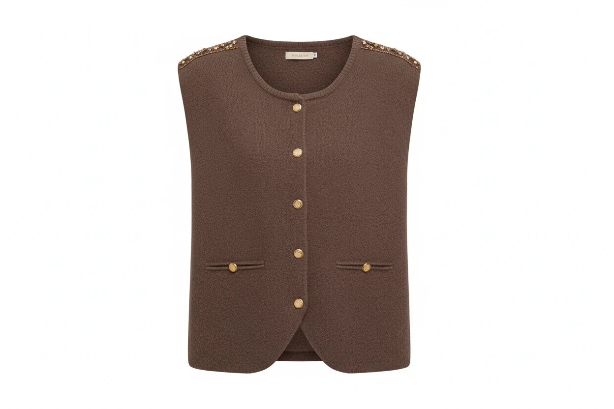 Knitted Vest Shirt for Women 2025 Autumn Winter | Layered Sleeveless Short Top | Chic Casual Knit Waistcoat