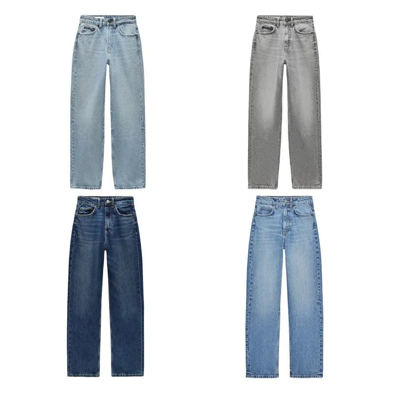 Women’s High-Waisted Straight-Leg Jeans – Classic Relaxed Fit Denim Pants