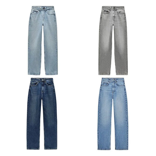 Women’s High-Waisted Straight-Leg Jeans – Classic Relaxed Fit Denim Pants