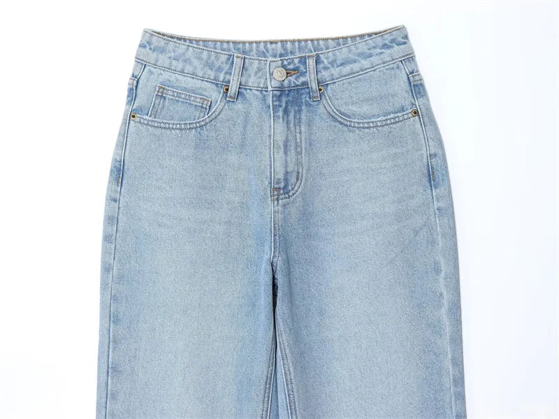 Women’s High-Waisted Straight-Leg Jeans – Classic Relaxed Fit Denim Pants