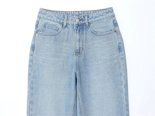 Women’s High-Waisted Straight-Leg Jeans – Classic Relaxed Fit Denim Pants
