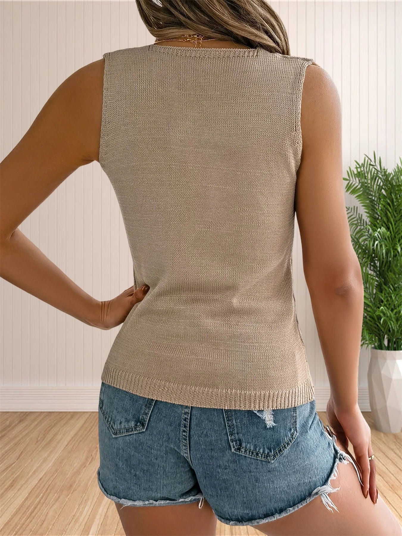 Casual Crochet Tank Top’s/Fashion V Neck Sleeveless Sweater’s/Cropped Lightweight Knit Top’s.