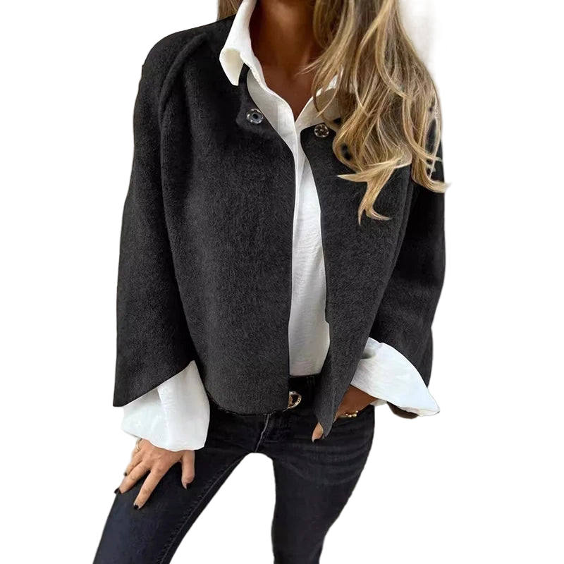 Admirable Winter Jacket Coat/Solid Tatting Craft/Wool Design Long Sleeve Short Jacket/Woman Casual Outwear.