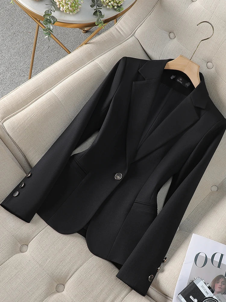 Women’s Tailored Slim Fit Blazer Jacket – Elegant Single Button Office Blazer for Business & Chic Workwear | Modern Blend Boutique