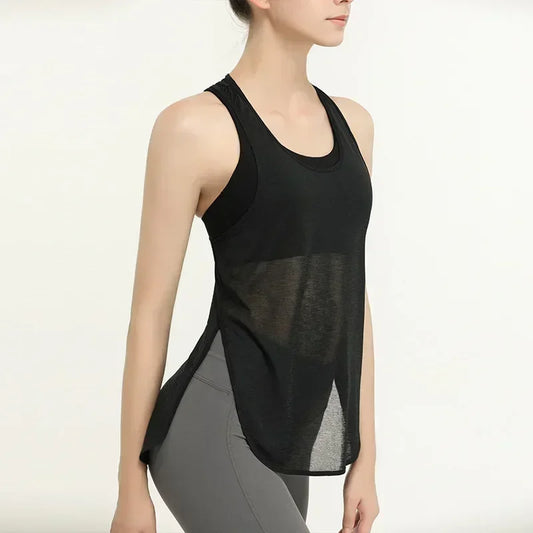 Training Yoga Sport Vest’s/Gym See Through Yoga Fitness Shirt/Top Black Running Vest/Women's Jogger Shirts Workout Wear.