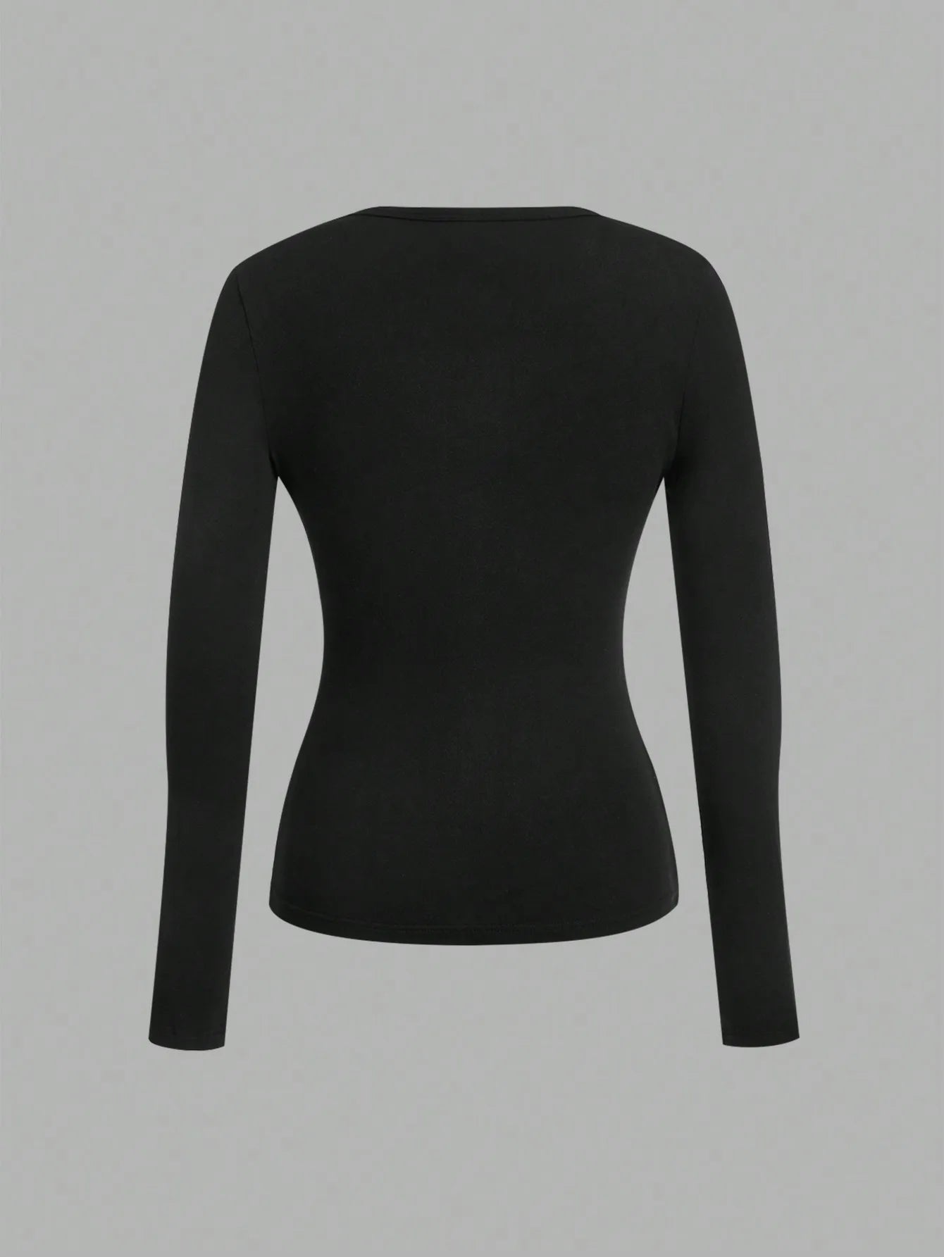 Long-Sleeve V-Neck Fitted Top – Soft Stretch Everyday Essential
