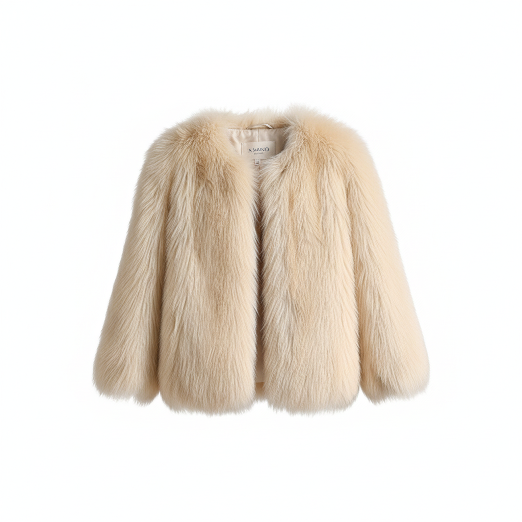 Faux Fur Coat Woman’s Clothing/Fashion Fox Fur Coat/Female Short Loose Comfortable Winter Jacket/Full Length Fit/Stylish Cropped Button Up Coat.