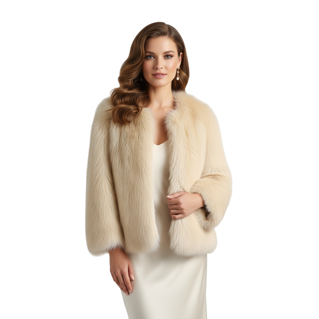 Faux Fur Coat Woman’s Clothing/Fashion Fox Fur Coat/Female Short Loose Comfortable Winter Jacket/Full Length Fit/Stylish Cropped Button Up Coat.