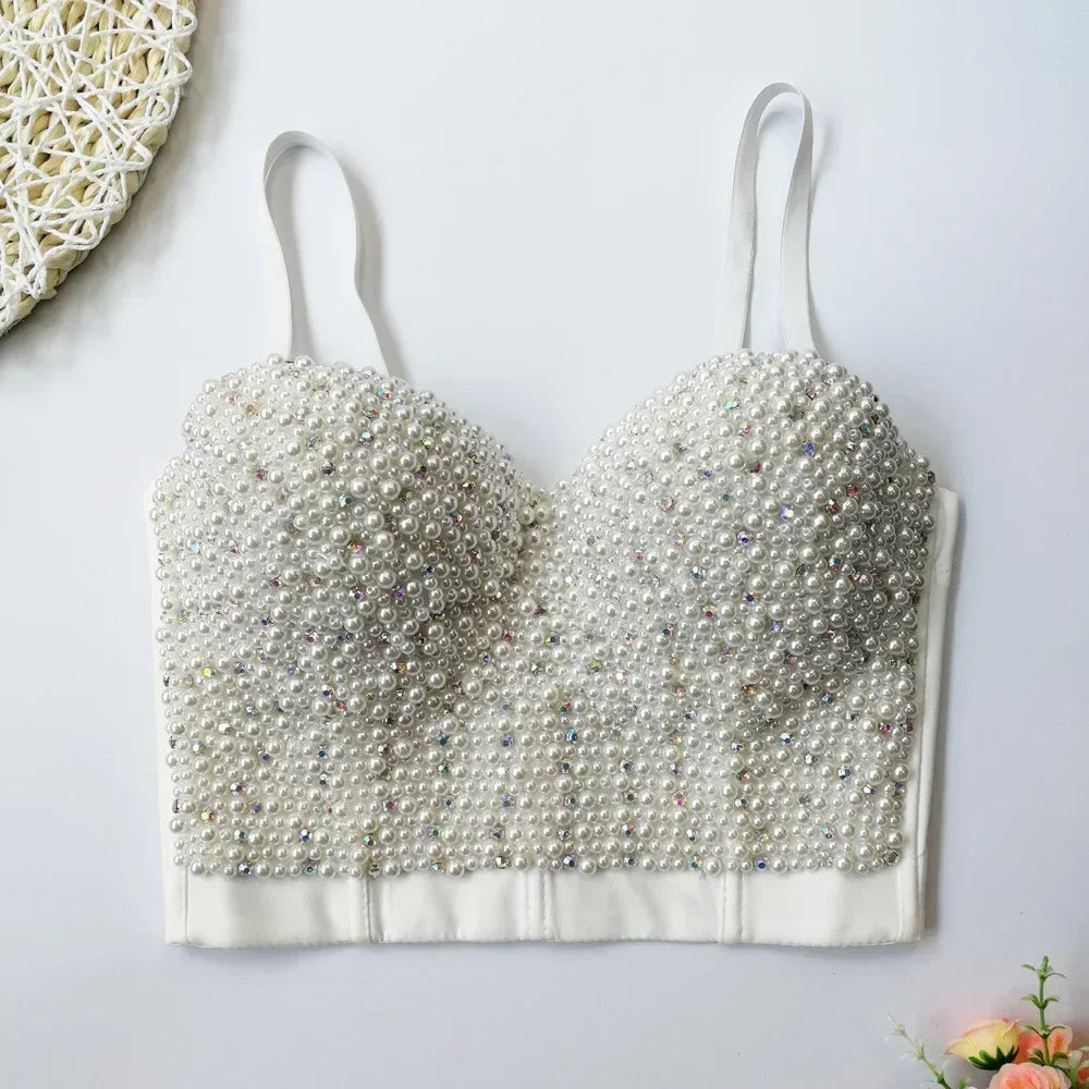 Fashion Sequined Tank Top/Shiny Shaper Push Up Bra/Sexy Halter Cropped Top/Bralette Corset Camis.